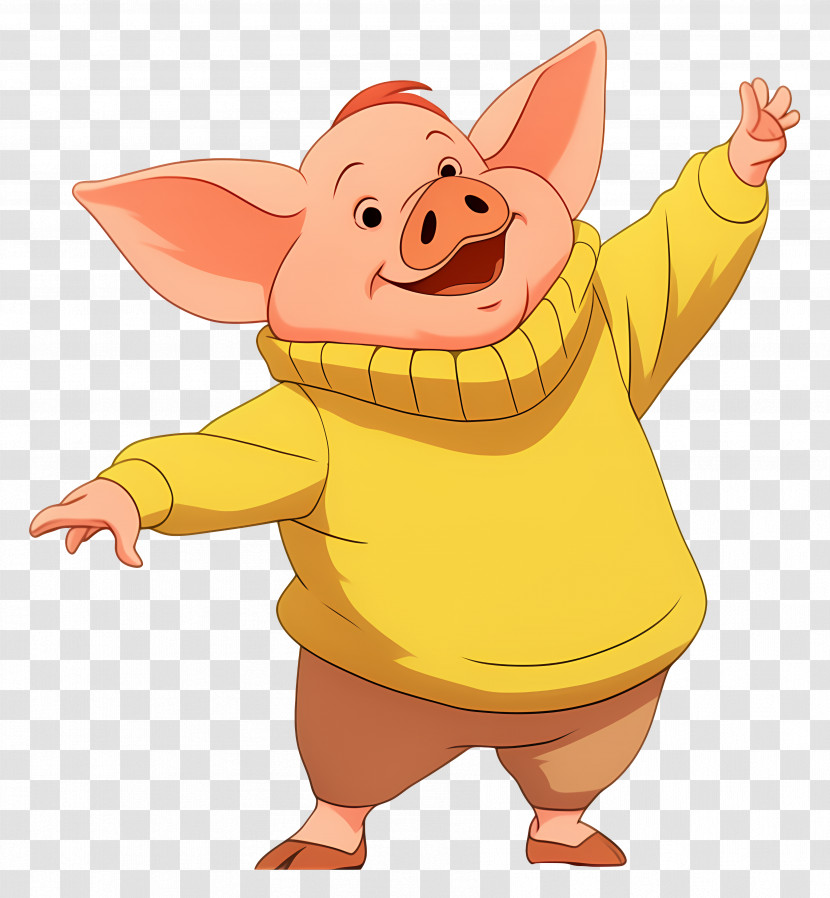 Cute Piglet - Happy Pig In Yellow Sweater Transparent PNG