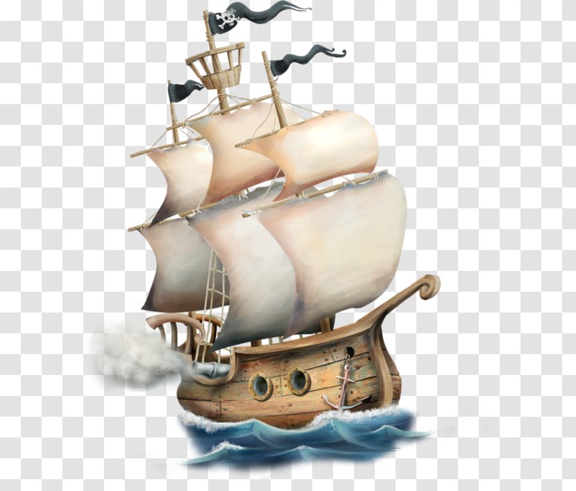 Ship Watercraft - Caravel - Hand-painted Cartoon Pirate Transparent PNG