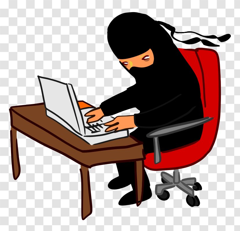 Laptop Ninja Computer Clip Art - Shuriken - Cartoon Pictures Of People Working Transparent PNG