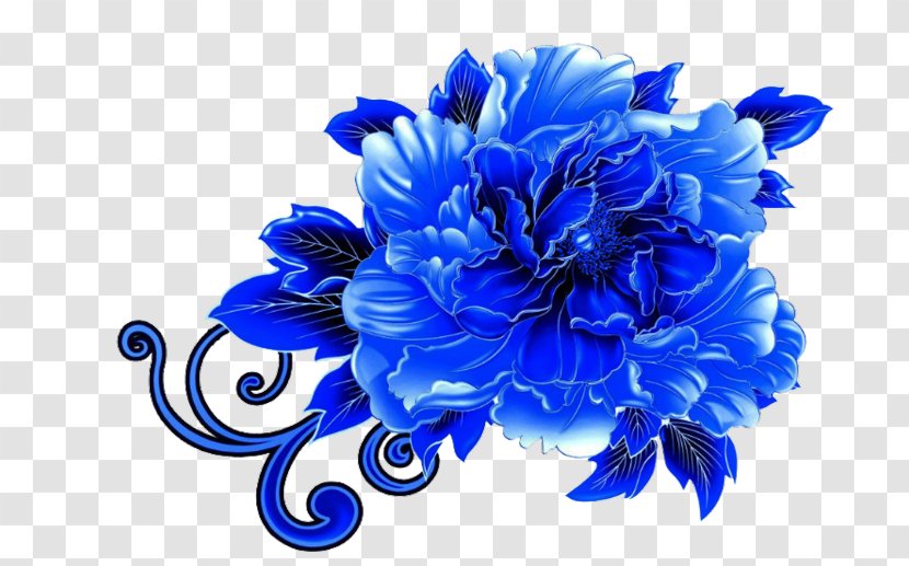 Porcelain Blue And White Pottery Image Design - Flower - Floral Transparent PNG