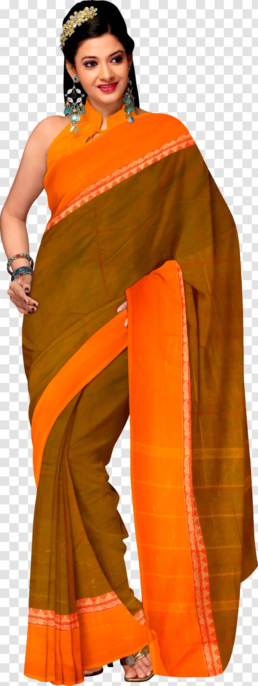 Sari Clothing Paithani Woman - Draped Garment Transparent PNG