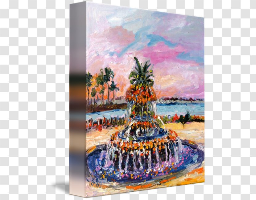 Pineapple Fountain Still Life Painting Art Rainbow Row - Wall Transparent PNG