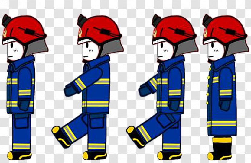 Firefighter Firefighting Fire Department - Soldier - Hand Drawn Firemen Queuing Transparent PNG