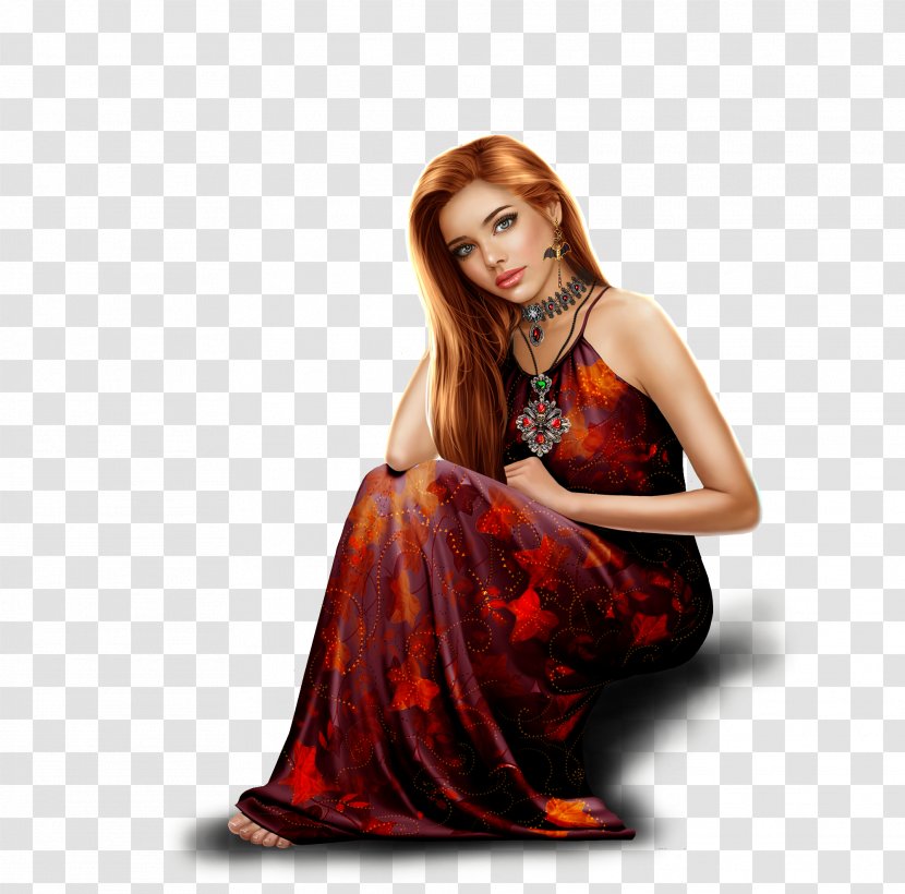 Hair Cartoon - Red - Model Gown Transparent PNG
