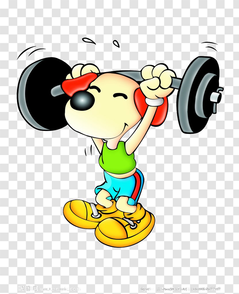 Cartoon Drawing - Weightlifting Puppy Transparent PNG