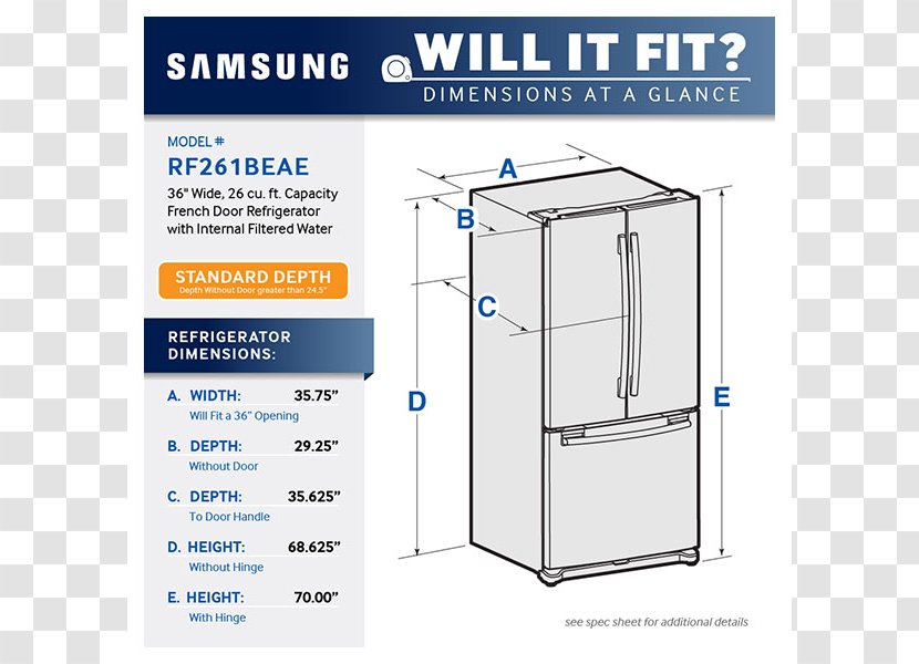 Refrigerator Samsung RF18HFENB Door Frigidaire Gallery FGHB2866P - Rf261beae Transparent PNG