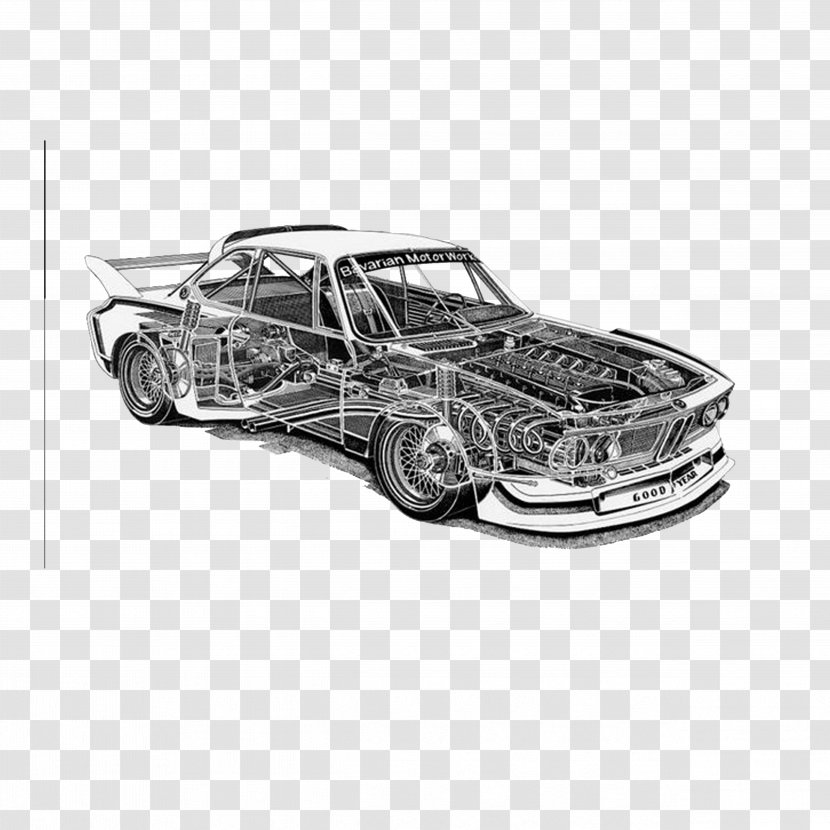 BMW E9 Car Toyota 2000GT Cutaway Drawing - 3.5CSL Body Perspective Transparent PNG