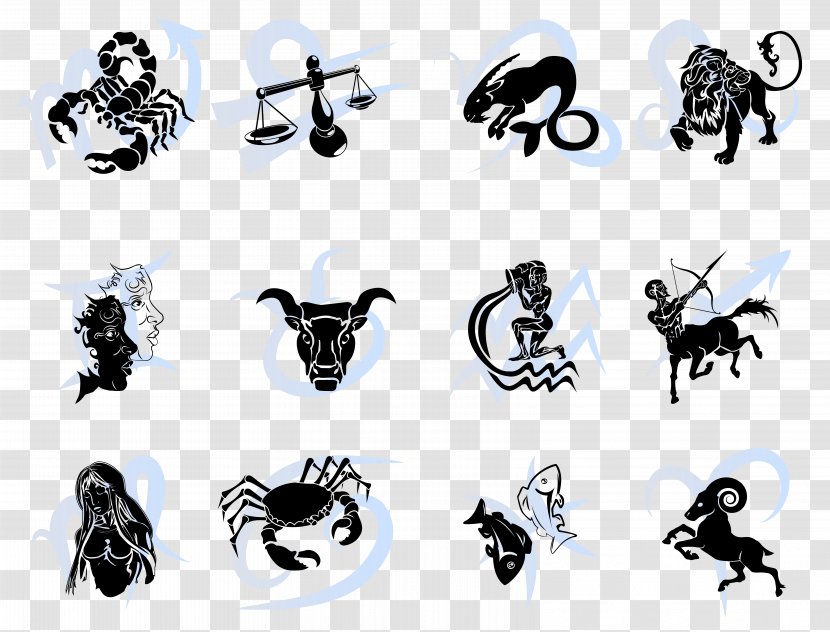 Zodiac Tattoo Astrological Sign Astrology - Black And White - Signs Transparent Clipart Picture Transparent PNG