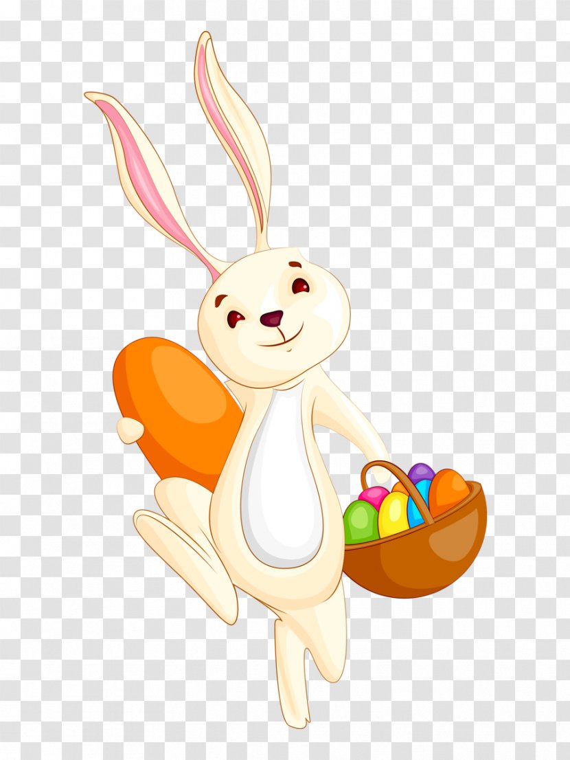 Easter Bunny Rabbit Clip Art - Cartoon Holding Eggs Transparent PNG