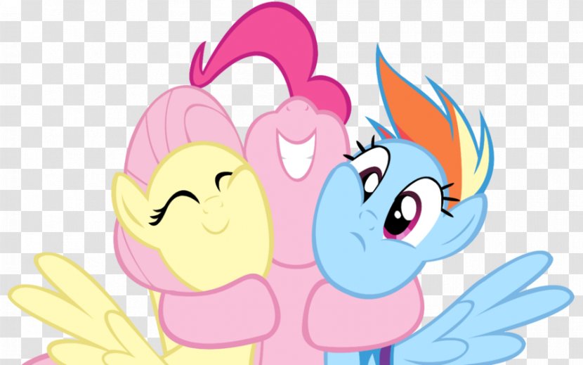 Pinkie Pie Rainbow Dash Fluttershy Hug - Cartoon - Couples Hugging Transparent PNG