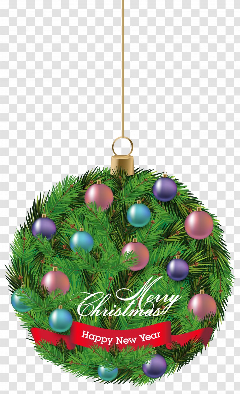 Christmas Ornament Santa Claus Clip Art - Ball - Pine Hanging Clipart Image Transparent PNG