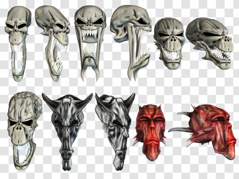 Skeleton Skull Icon - Jaw - Big Mouth Small Material Transparent PNG