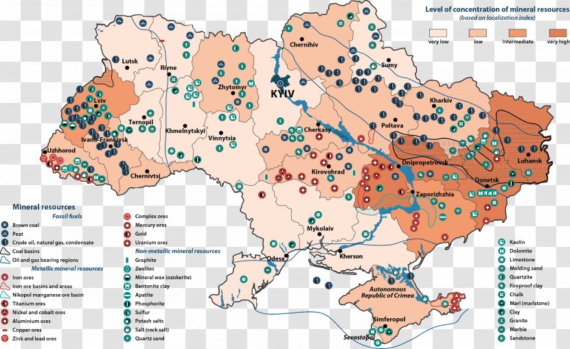 Ukraine Natural Resource Map Field - Minerals Transparent PNG