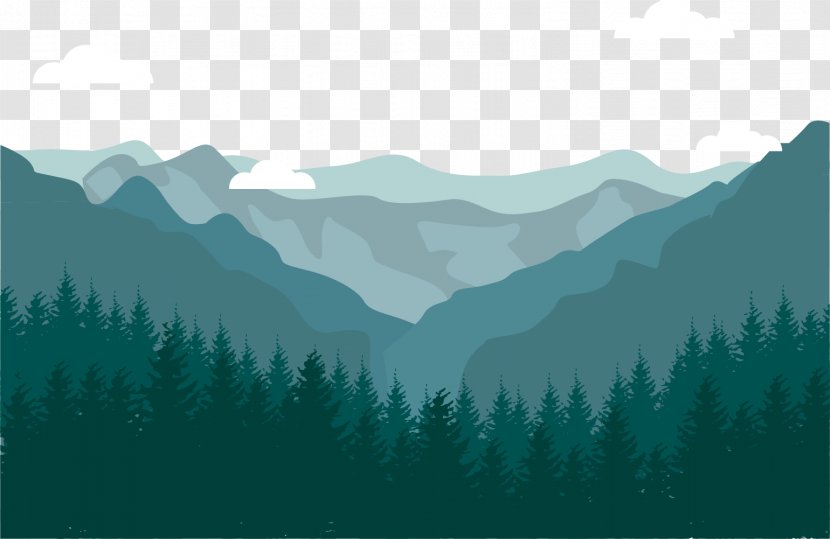 Flat Design Landscape Mountain - Daytime - Forest Transparent PNG