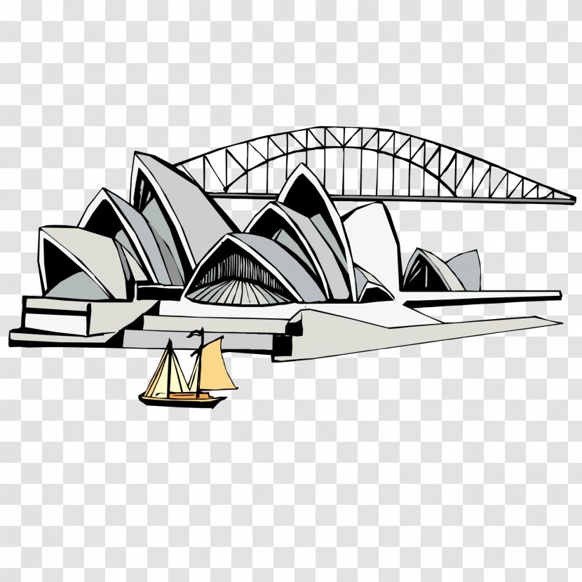 Sydney Opera House Tourist Attraction Flat Design Illustration - Silhouette - European Bridge Transparent PNG