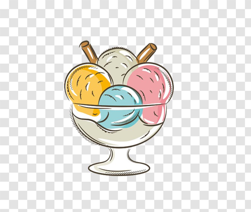 Ice Cream Cone Sundae Illustration - Sweets Dessert Stick Figure Transparent PNG