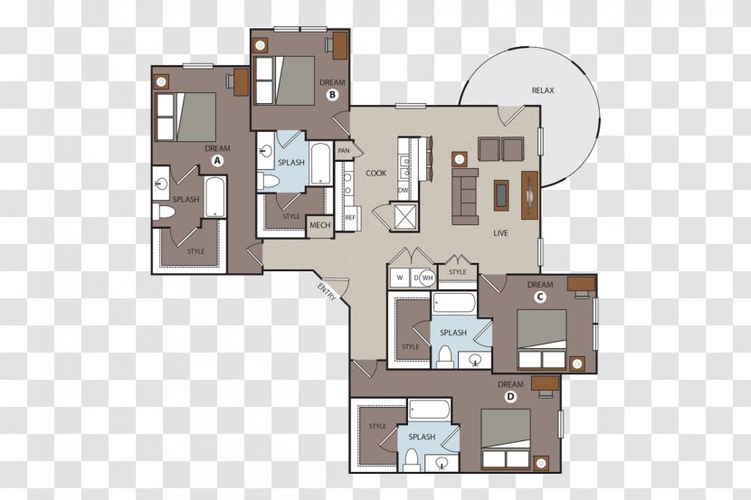 Prado Student Living Floor Plan Studio Apartment Home - Real Estate Transparent PNG
