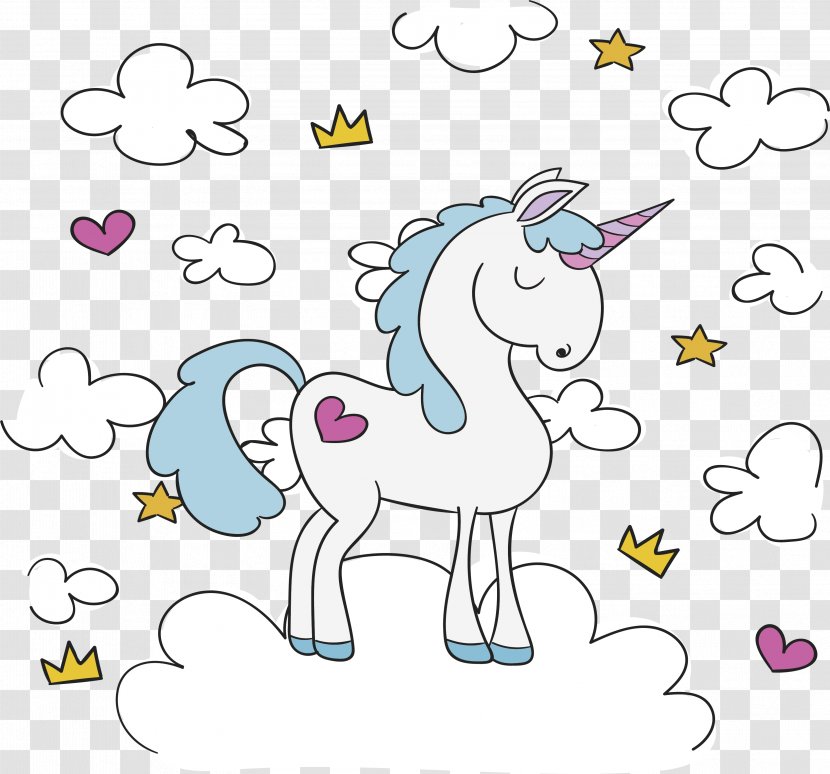 Unicorn Euclidean Vector - Tree - Standing In The Clouds Transparent PNG