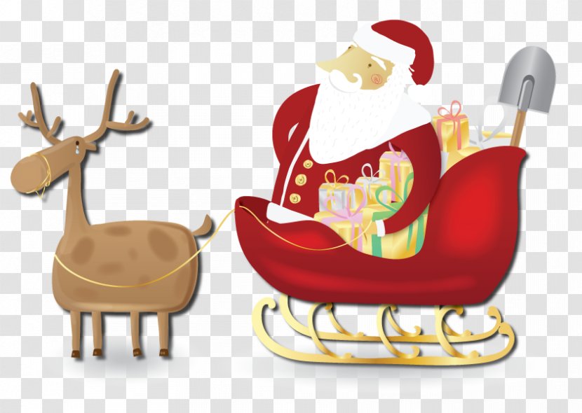Rudolph Santa Claus Reindeer Sled Clip Art - Sleigh Transparent PNG