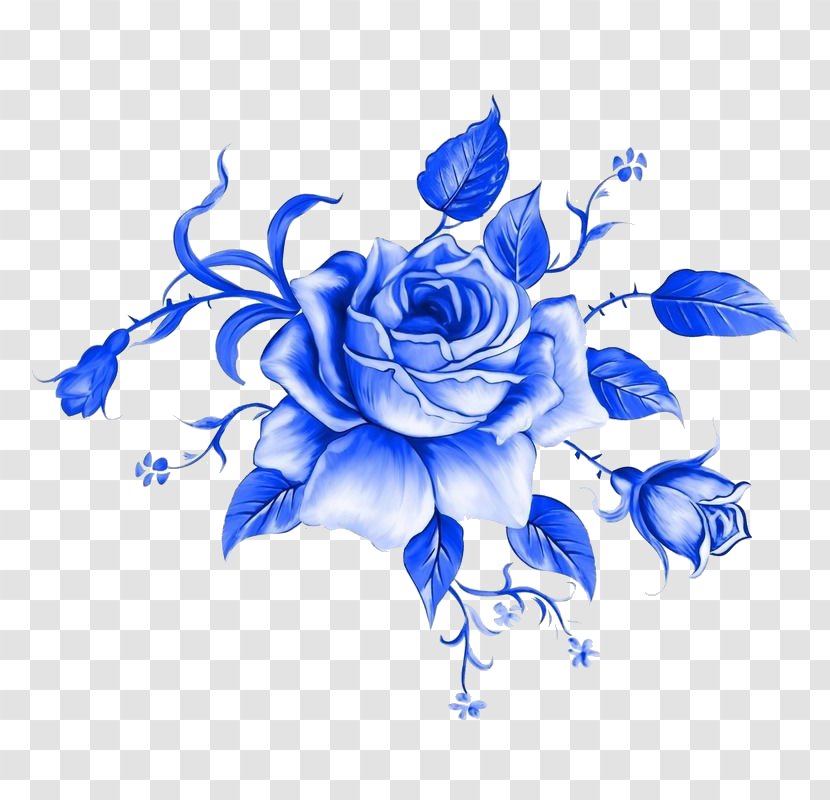 Blue Rose Drawing Vintage Clothing Flower - Family Transparent PNG