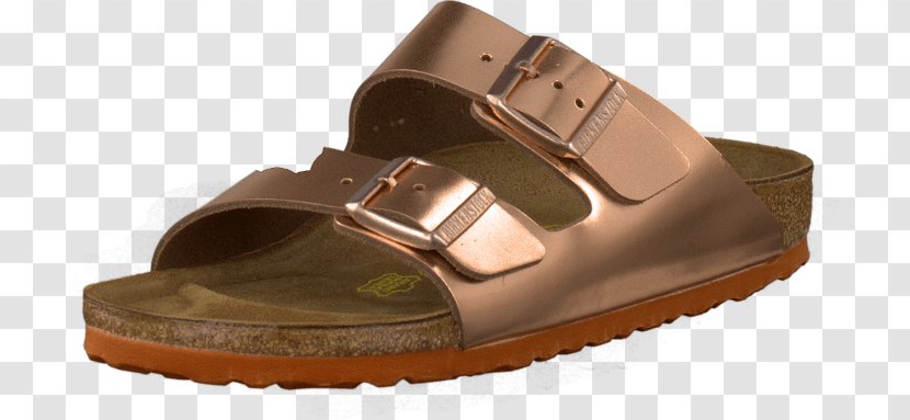 Slipper Leather Birkenstock Shoe Sandal - Gold - Metallic Copper Transparent PNG