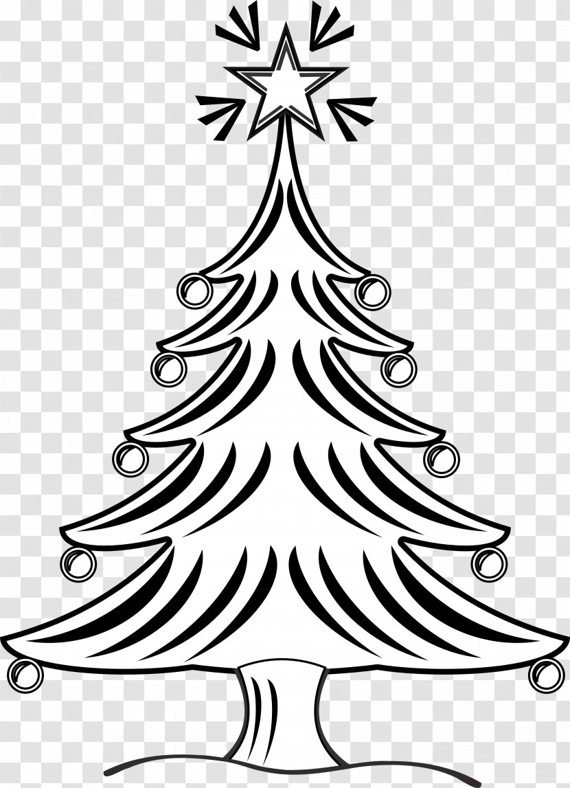 Christmas Tree Drawing Black And White Clip Art - Holiday Ornament - S Transparent PNG