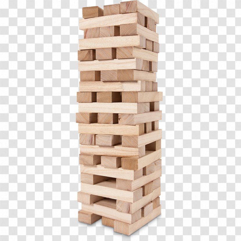 Jenga Toy Block Large Wood Tower Game 48 Pieces - Lumber Transparent PNG