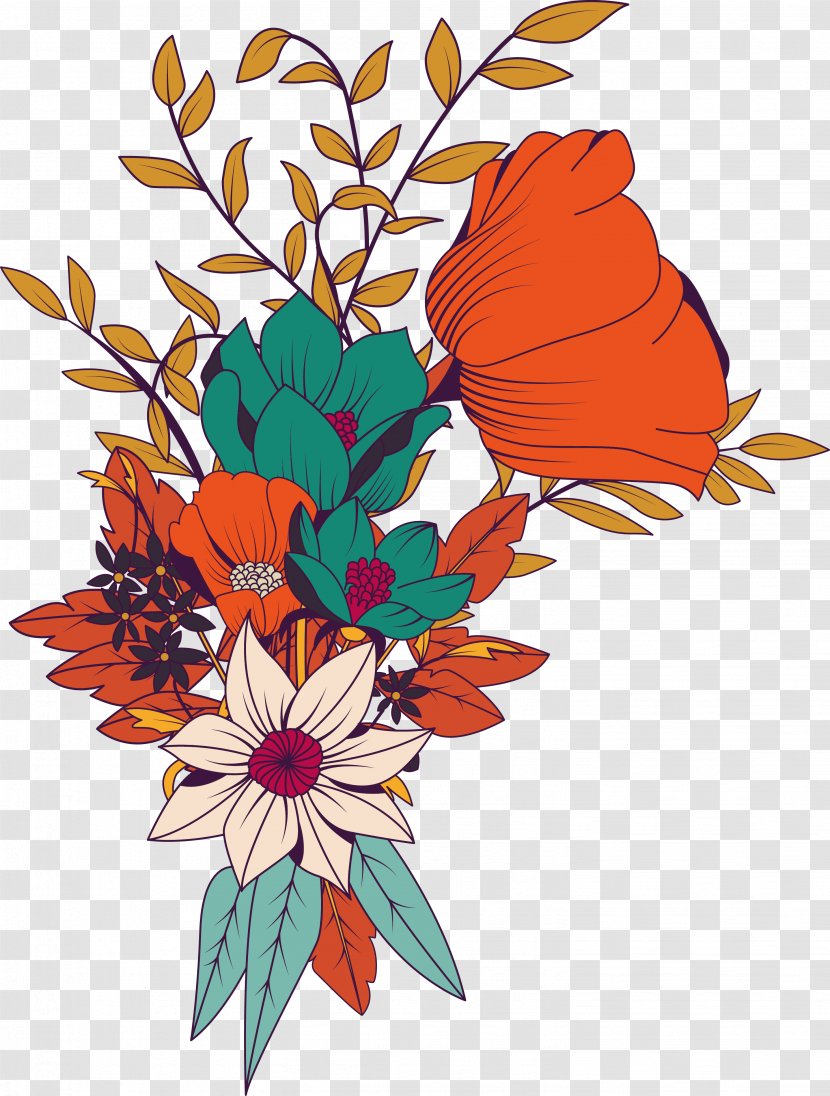 Template Illustration - Artwork - Hand-painted Flowers Vector Transparent PNG