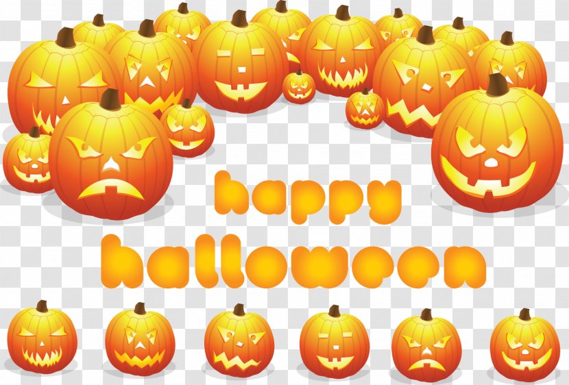 Jack-o-lantern Calabaza Pumpkin Halloween - Cucurbita - Vector Transparent PNG