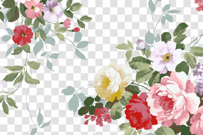 Garden Roses Paper Flower Curtain Wallpaper - Flowering Plant - Floral Elements Transparent PNG