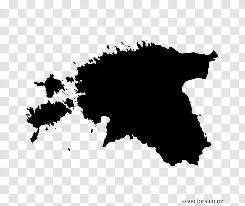 Estonia Vector Map - Black And White - Grey Background Transparent PNG