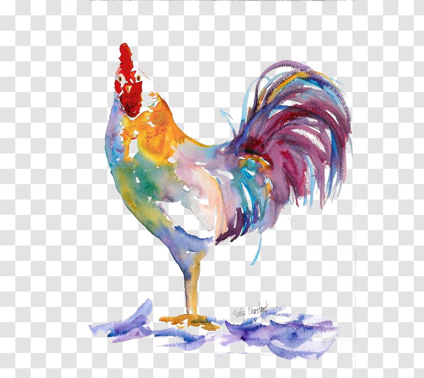 Leghorn Chicken Paper Rooster Watercolor Painting - Cock Transparent PNG