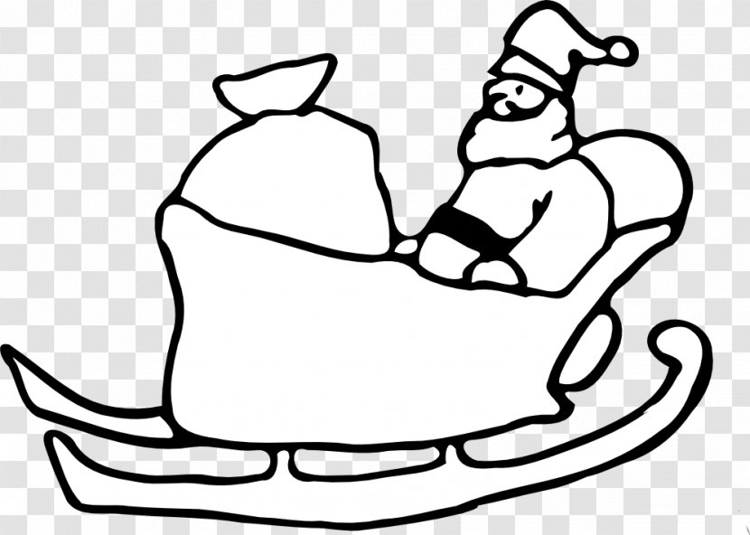 Santa Claus Rudolph Sled Christmas Clip Art - Flower - Free Black And White Clipart Transparent PNG