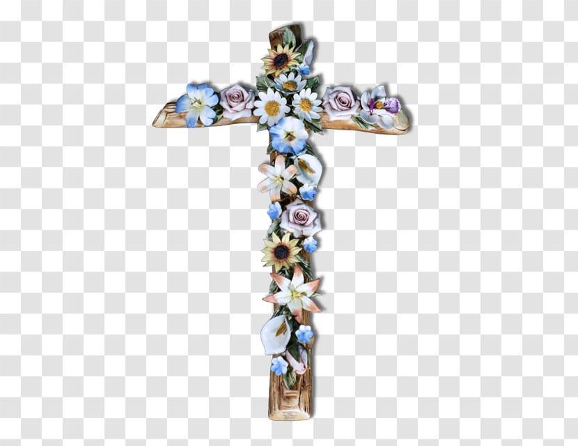 Capodimonte Porcelain Cross Ceramic - Flower - Croce Transparent PNG