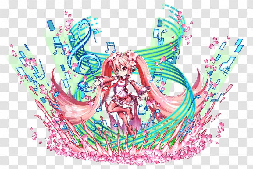 Brave Frontier Hatsune Miku Sakura Vocaloid Game - Cherry Blossom Transparent PNG