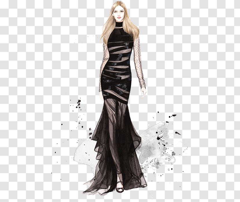 Drawing Dress Fashion Gown Illustration - Cartoon - Female Model Transparent PNG