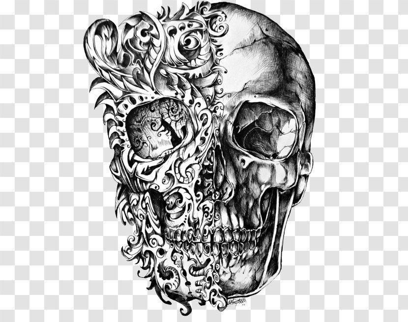 Calavera Skull Tattoo Drawing - Bone - Cool Design Transparent PNG