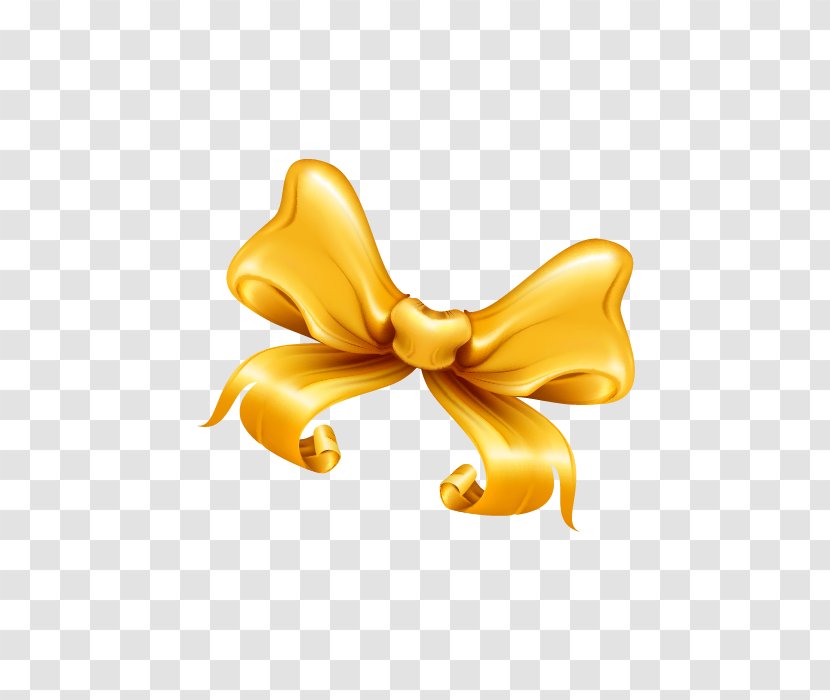 Shoelace Knot Gold Ribbon - Vector Golden Bow Transparent PNG