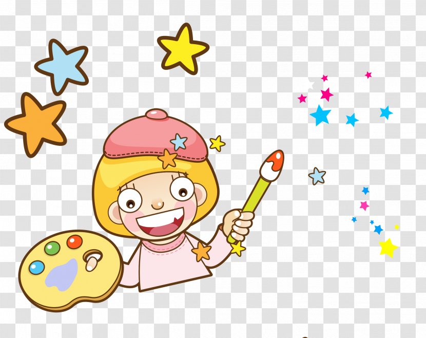 Watercolor Painting Cartoon Painter - Cartoonist - Take The Drawing Board Of Little Child Transparent PNG