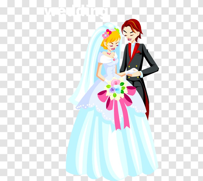 Bridegroom Wedding Clip Art - Watercolor - Cartoon Bride And Groom Transparent PNG