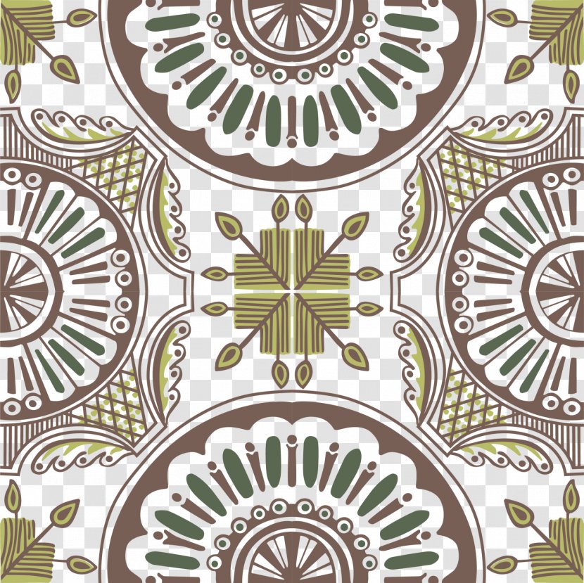 Motif Pattern - Textile - Green Background Transparent PNG