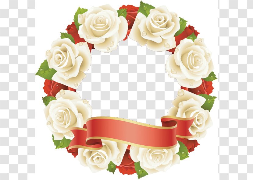 White Roses Wreath Ribbon Material - Wedding Ceremony Supply - Floral Design Transparent PNG