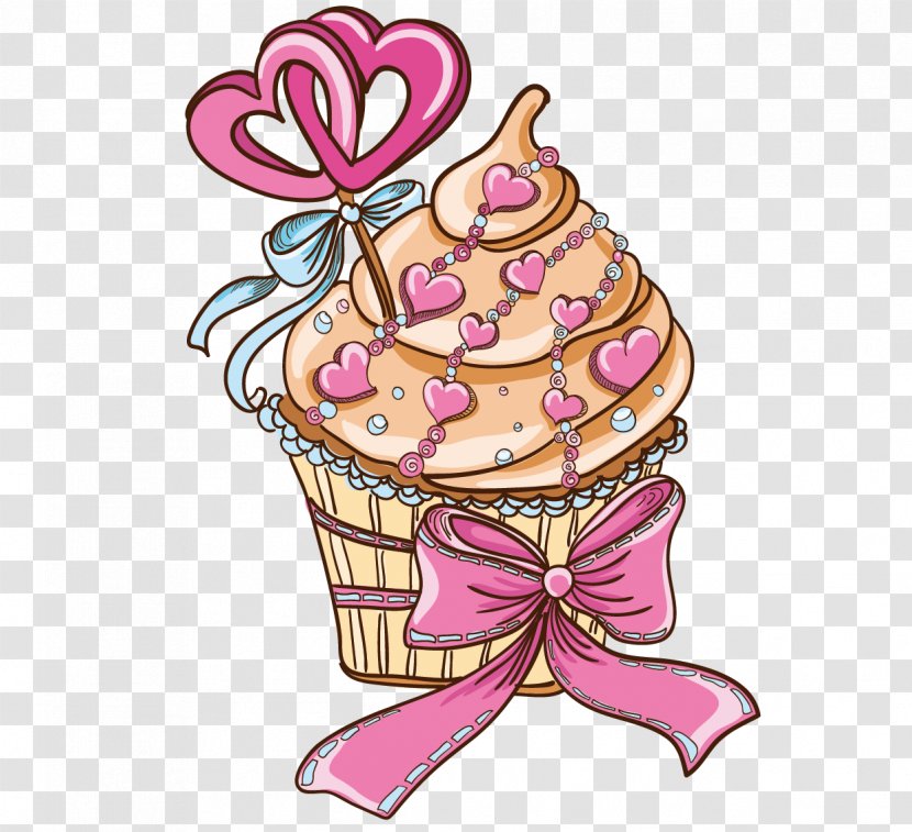 Cupcake Bakery Drawing - Cake - Vector Love Bow Transparent PNG