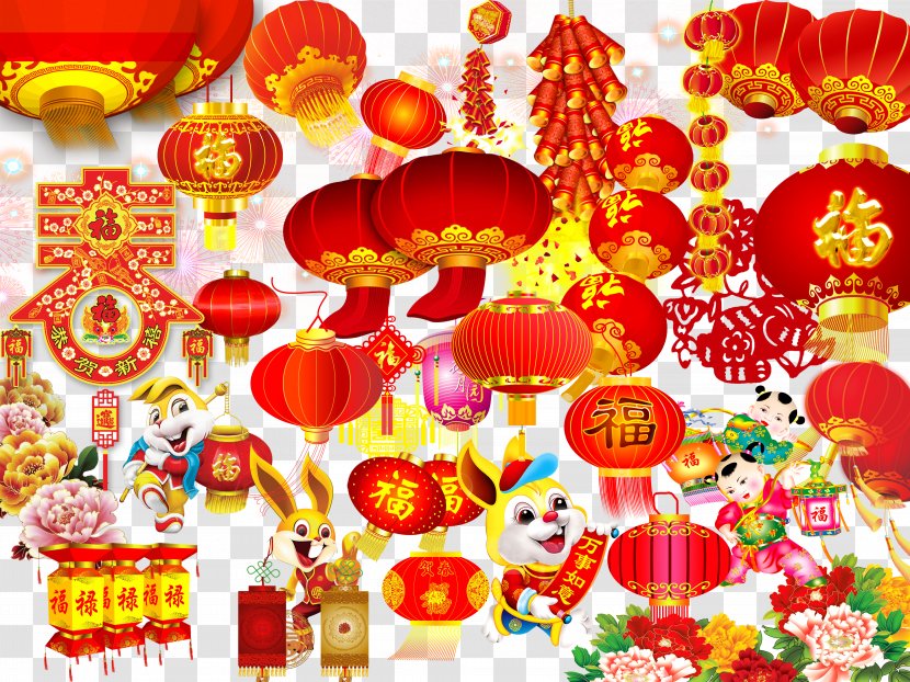 Lantern Red Chinese New Year - Tradition - Lanterns Wind Vector Material Transparent PNG