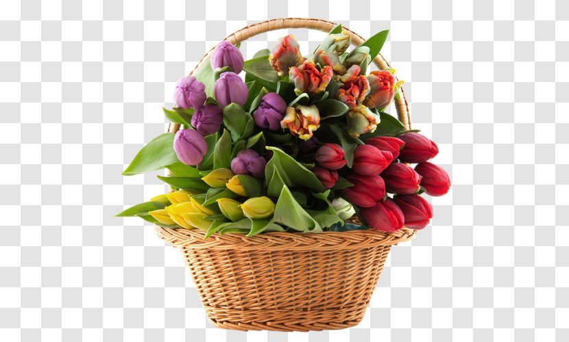 Floral Design Floristry Flower Basket Rose - Transparent With Tulips Clipart Transparent PNG