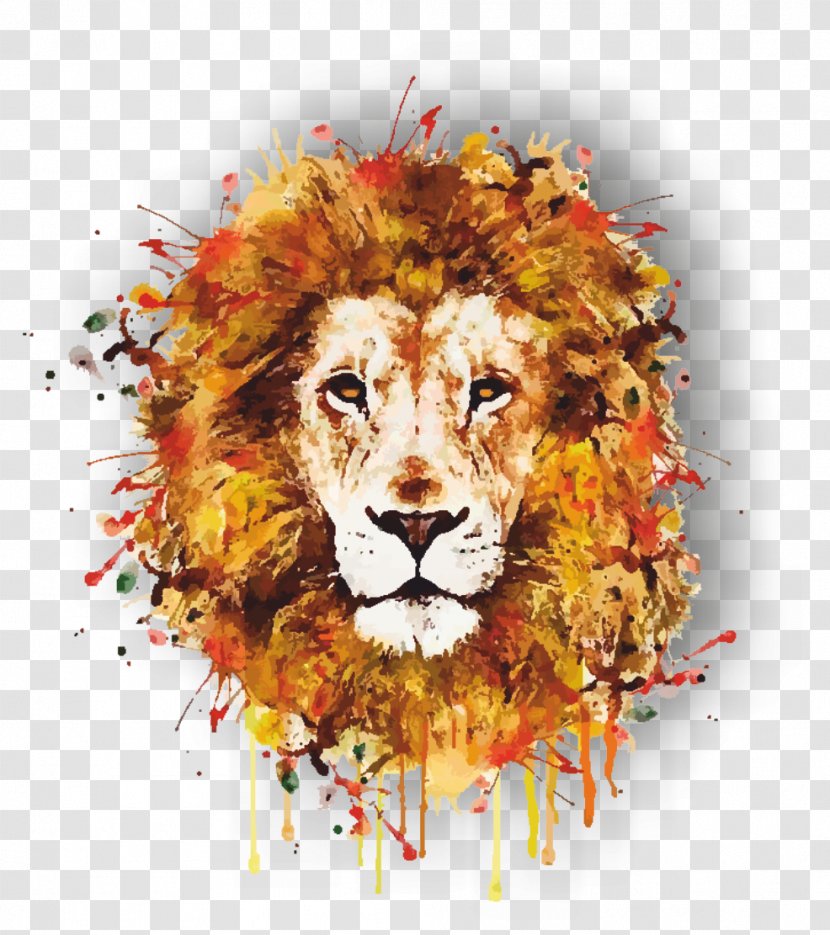 Lion Leopard T-shirt Tiger Felidae - Watercolor Animals Transparent PNG