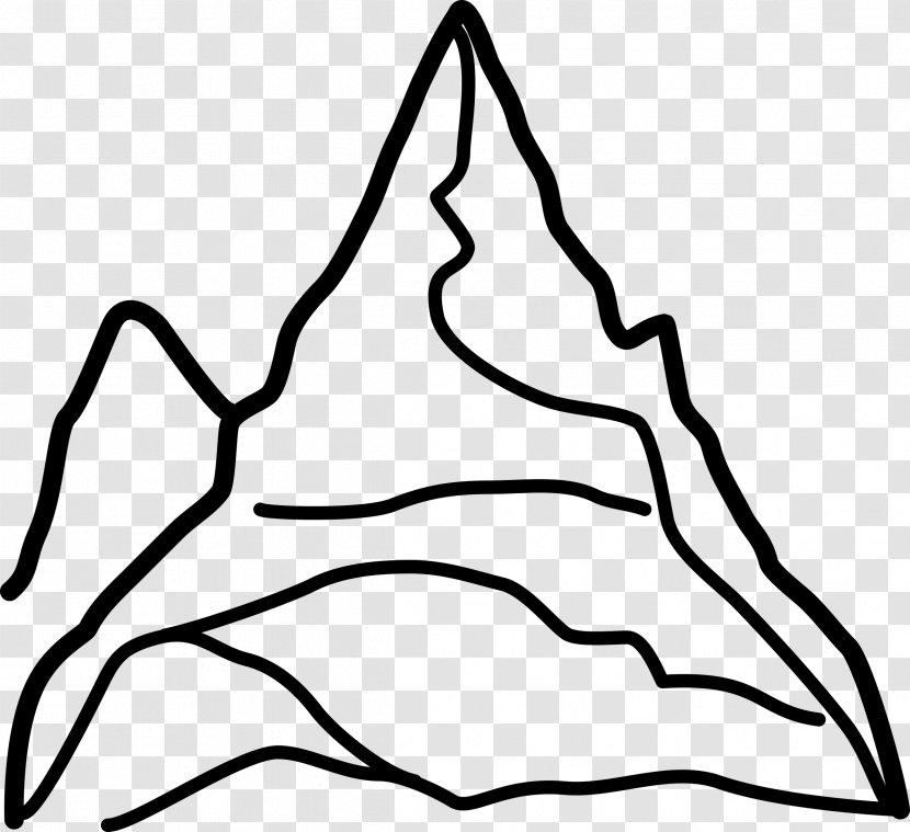Black And White Clip Art - Mountain Outline Transparent PNG