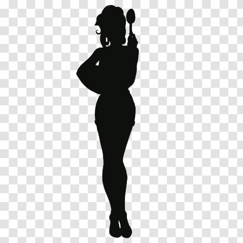 Silhouette Woman Cartoon Spoon - Of A Holding Transparent PNG