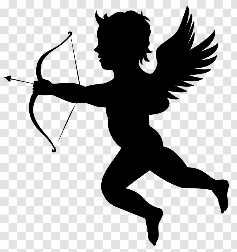 Cupid Arrow Valentines Day Illustration - Silhouette - Angel Transparent PNG