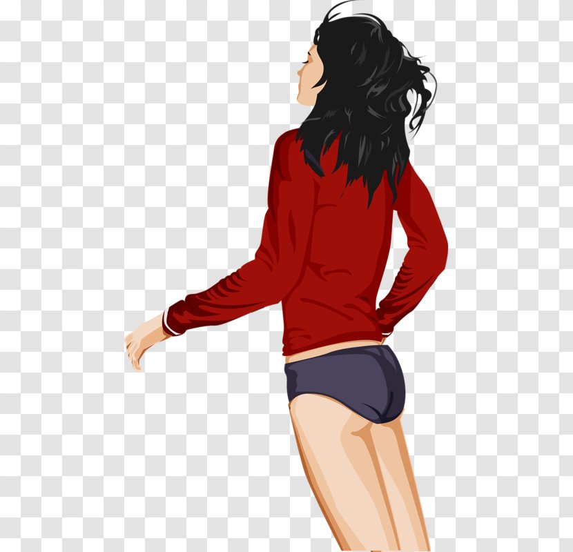 Illustration - Cartoon - Red Brunette Woman Transparent PNG